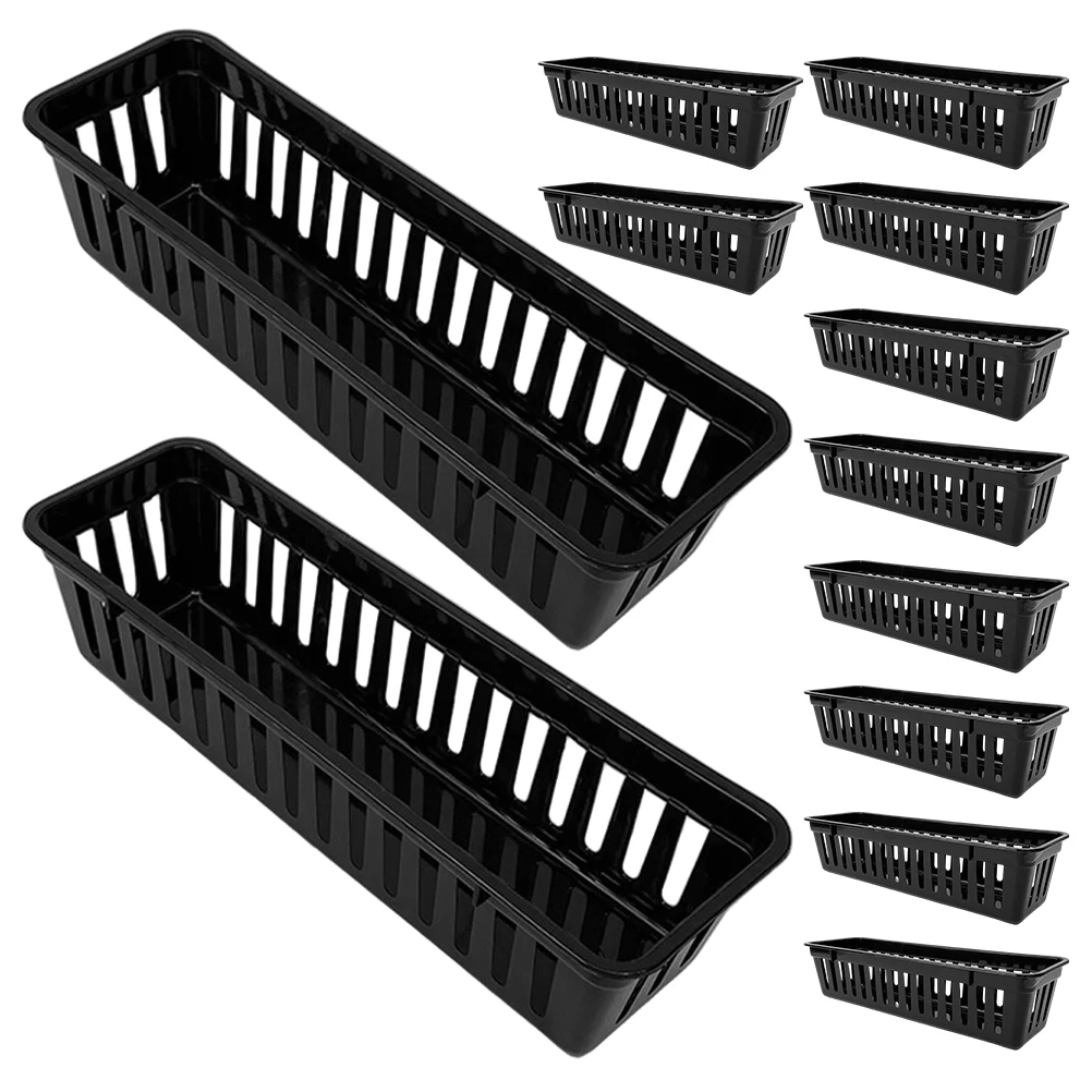 

12pcs Plastic Pencil Organizer Bins Storage Baskets Classroom Desk Drawer Pen Basket Trays Office Stationery Holder