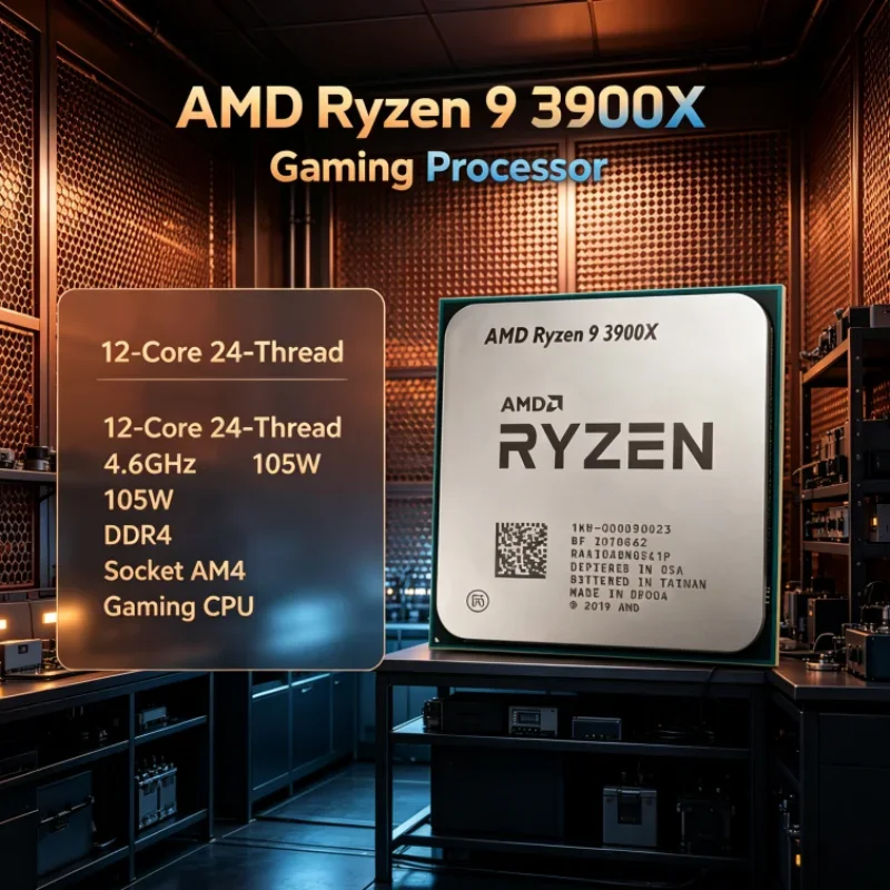 Ryzen 9 3900X AMD Socket AM4 Gaming CPU 12-Core 24-Thread 3.8GHz 105W 7nm 64M L3 DDR4 for Office