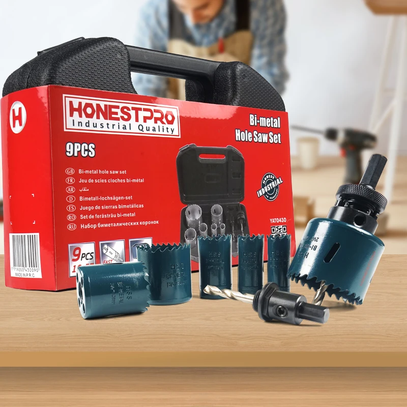 9 قطعة مجموعة المنشار الثقب 19-57 مللي متر HSS ثنائية المعدن هول المنشار القاطع لقمة ثقب مجموعة لحفر الخشب على أنبوب عدد وأدوات #5