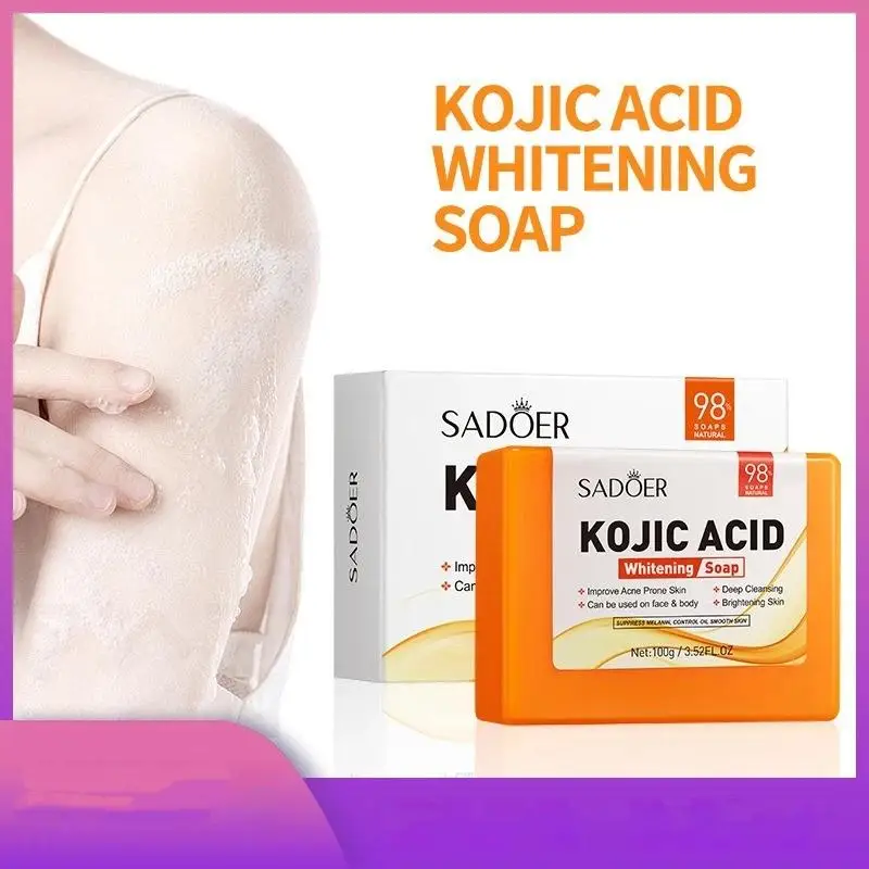 1Pc SADOER Kojic Acid Facial Soap - Moisturizing Hydrating Face Wash Foam Cleanser with Oil Control for Body And Hand Bathing