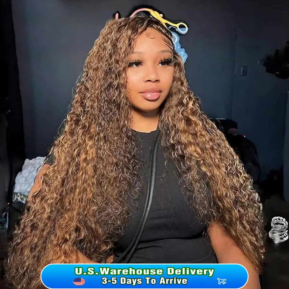 

46 30Inch 250 Density Highlight Wig Human Hair Deep Wave 13x6 HD Lace Frontal Human Hair Wig 13x4 Lace Frontal Wigs Curly Wigs