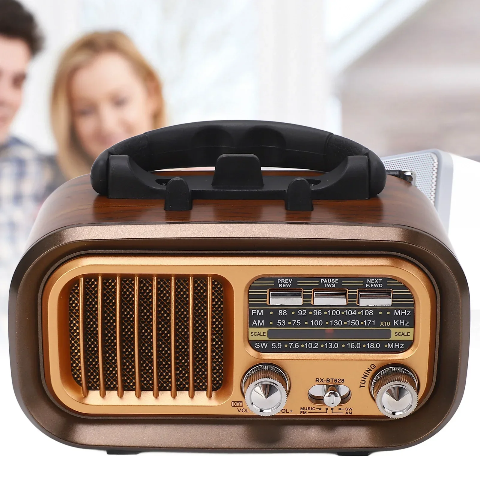 

Bluetooth Radio Speaker Portable Vintage Radio Speaker 3 Bands Multifunctional Bluetooth AM FM Radio for Indoor and Outdoor