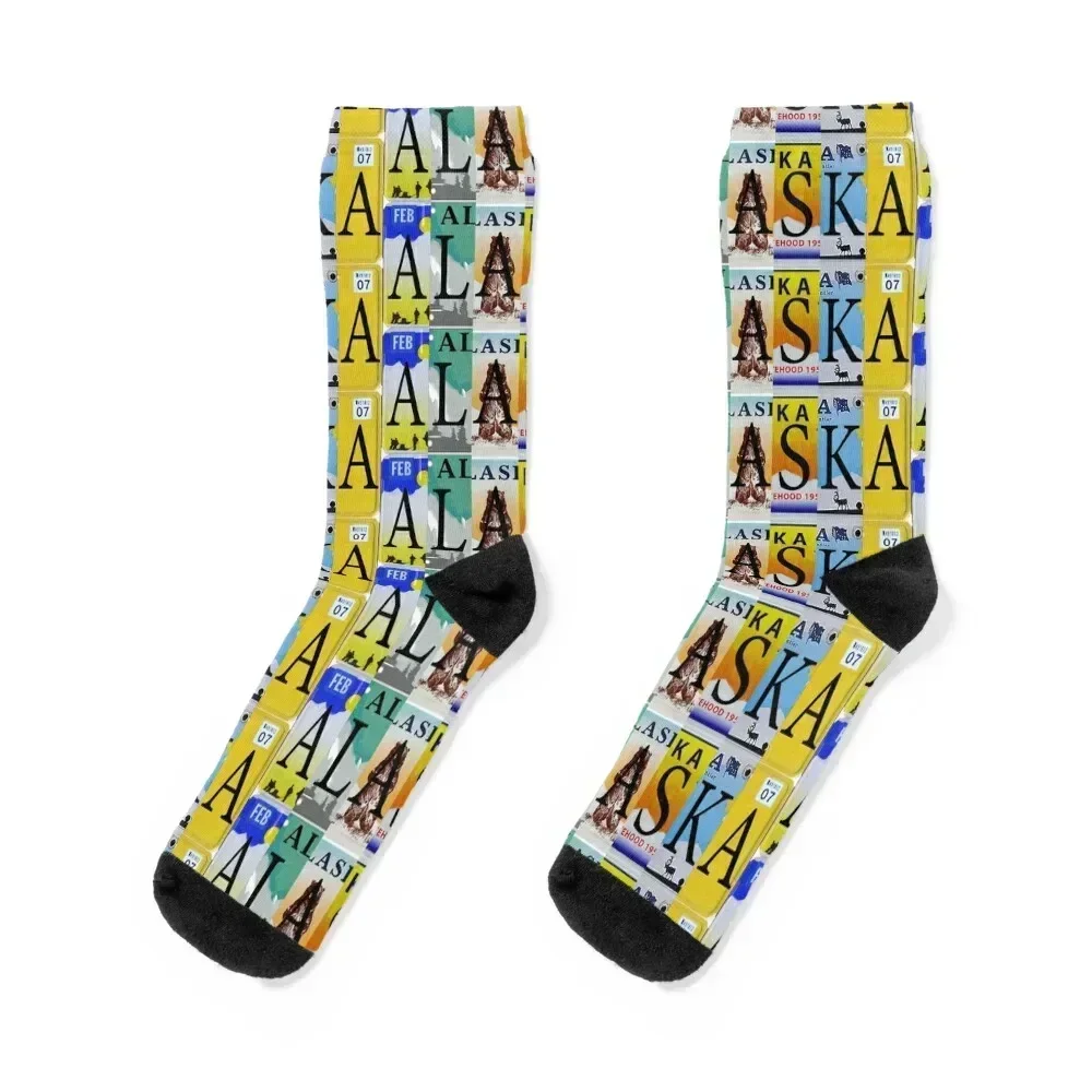 Alaska License Plates Socks New year's christmas gifts Rugby Socks Man Women's