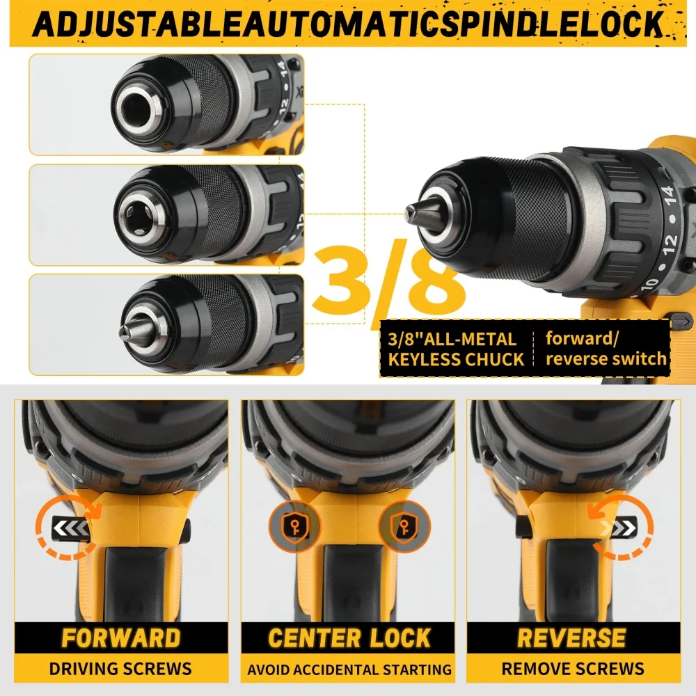 DEWALT DCD796 Taladro de impacto inalámbrico sin escobillas 20V MAX Herramientas eléctricas portátiles recargables multifuncionales con batería de 20V