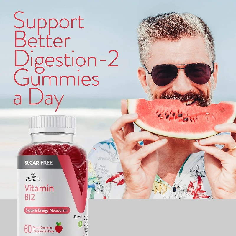 男性と女性のためのビタミンB12グミ、ビタミンB6、D3、鉄、葉酸を配合、大人向け、エネルギーと代謝をサポート