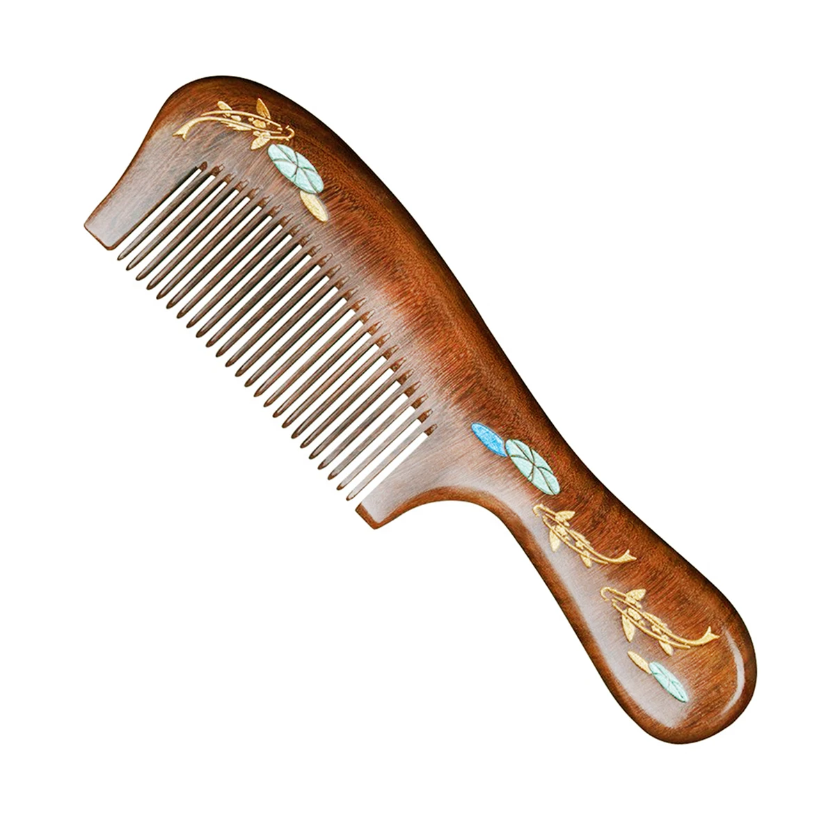 

Natural Gold Sandalwood Dense Tooth Wood Comb Head Massager Pocket Hair Comb