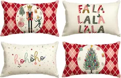 Merry Christmas Nutcracker Red Pillow Cover 30 X50cm Winter Holiday Party Linen Cushion Cover Sofa Autumn decoration