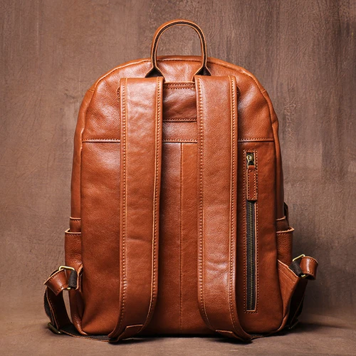 LUOKIR 여성용 빈티지 정품 가죽 여행 배낭, 소가죽 대학 스타일 학교 가방, 컴퓨터 가방, 15 인치 노트북용 