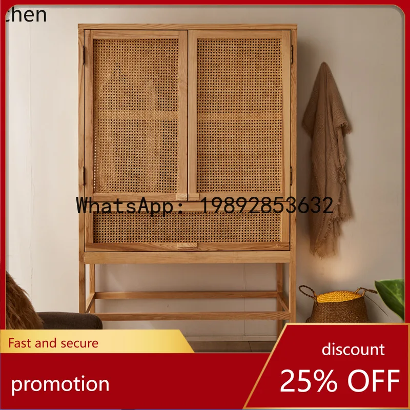 

YFY ZK Rattan Woven Solid Wood Bedroom Wardrobe Nordic Rattan Storage Cabinet Modern Simple Home Use
