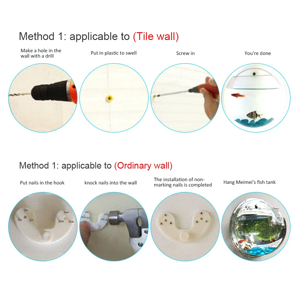 وعاء معلق من الاكريليك للأسماك ، معلق على الحائط ، سمك مزخرف ، حاوية