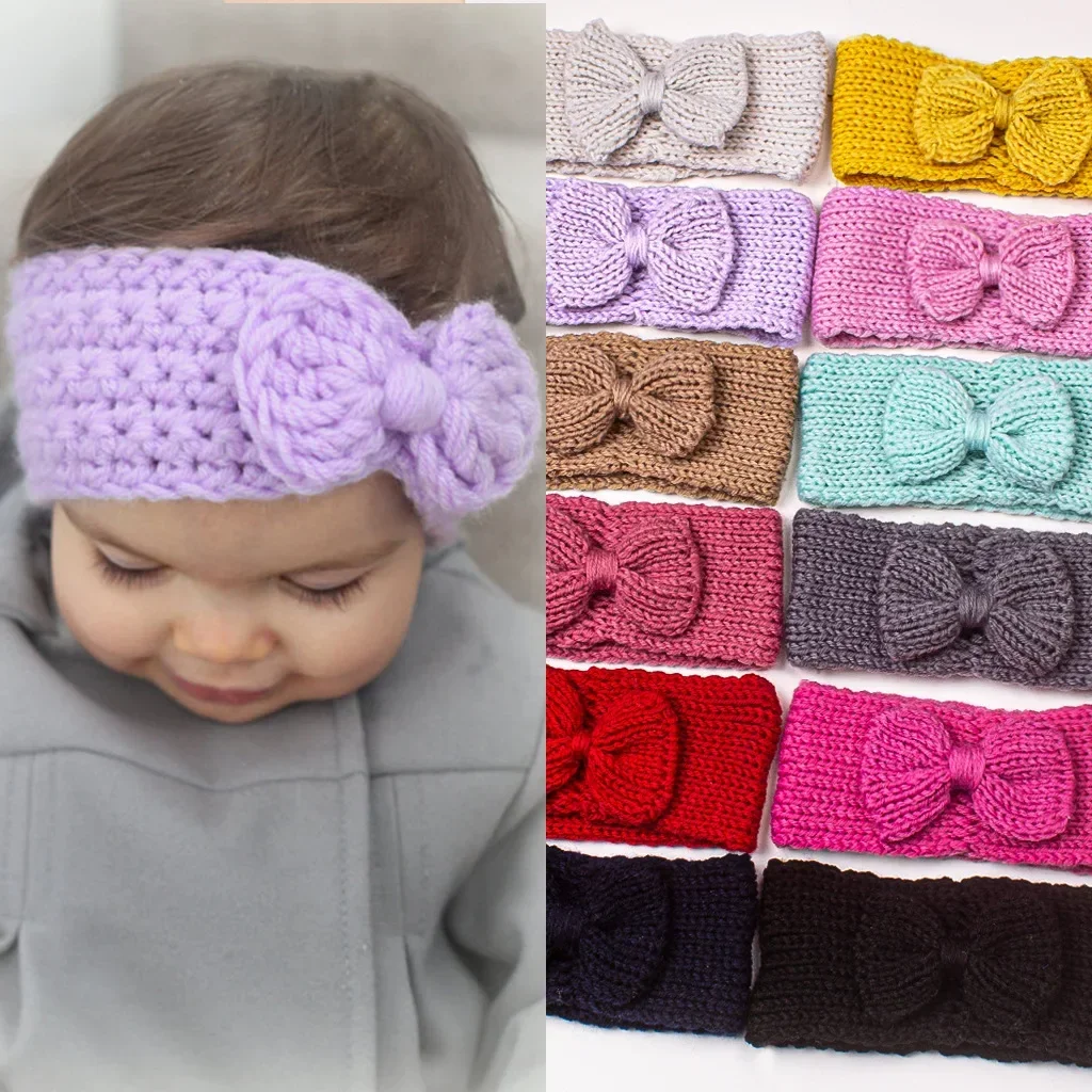 

Autumn and Winter New Warm Headband European and American Children's Bow Knitted Hairband Baby Hair Accessories