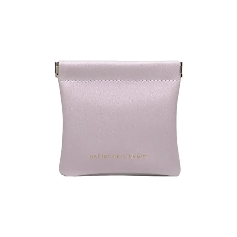 Portable Pu Leather Makeup Pouch Small Self-closing Storage Bag_voghion.com