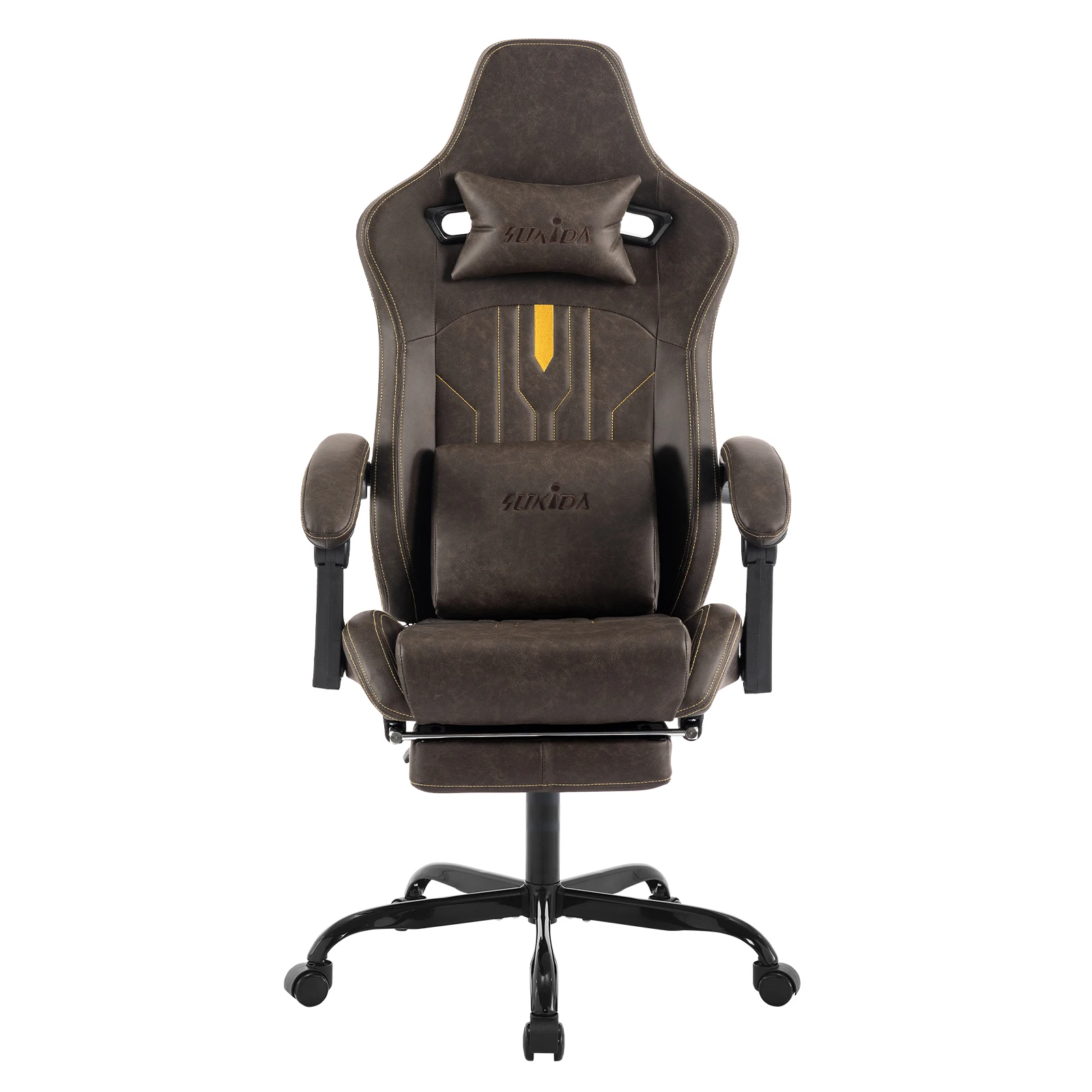 SUKIDA Ergonomischer Gaming-Stuhl mit Fußstütze Computer-Bürostuhl Lendenwirbelstütze für Komfortables Sitzgefühl