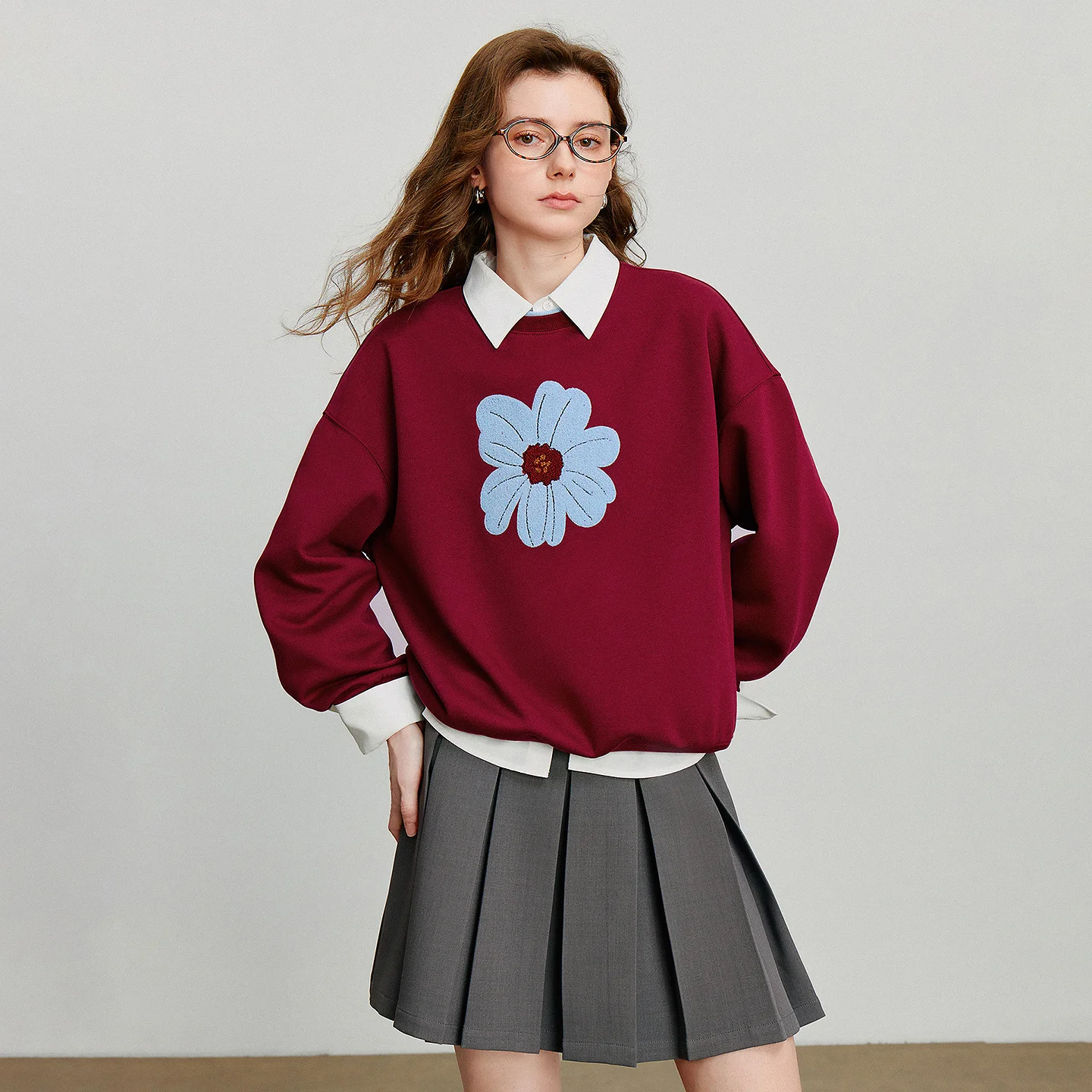 TOYOUTH sweat à capuche pour femme 2025 automne nouveau vert velours fleur brodé col rond pull couverture en coton