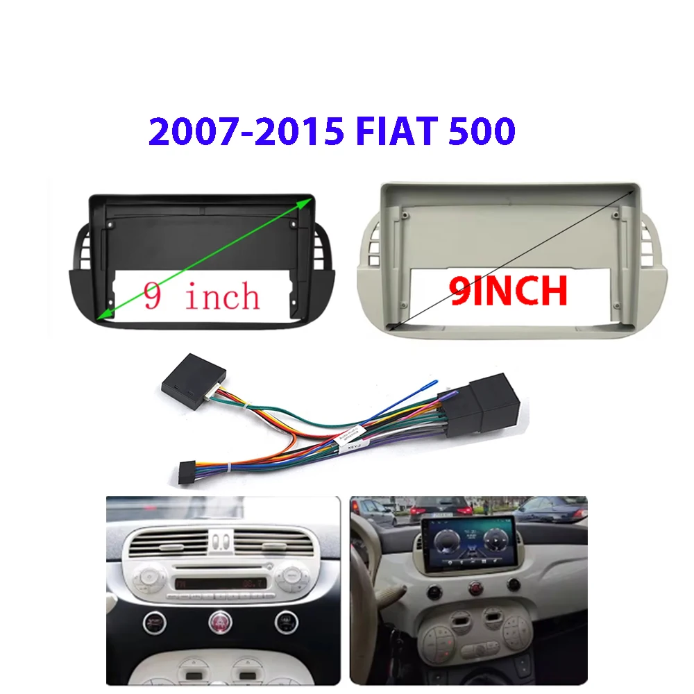 

9INCH Car DVD Android GPS Frame Fascia Decoder For Fiat 500 2007-2015 Android Radio Dash Fitting Panel Kit