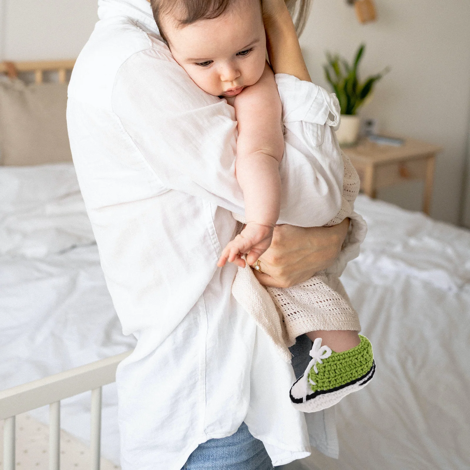 الأخضر 10 سنتيمتر الطفل الكروشيه الجوارب لينة محبوك أحذية للرضع 0-12 متر الدافئة تنفس رائعتين تصميم متماسكة حذاء طفل