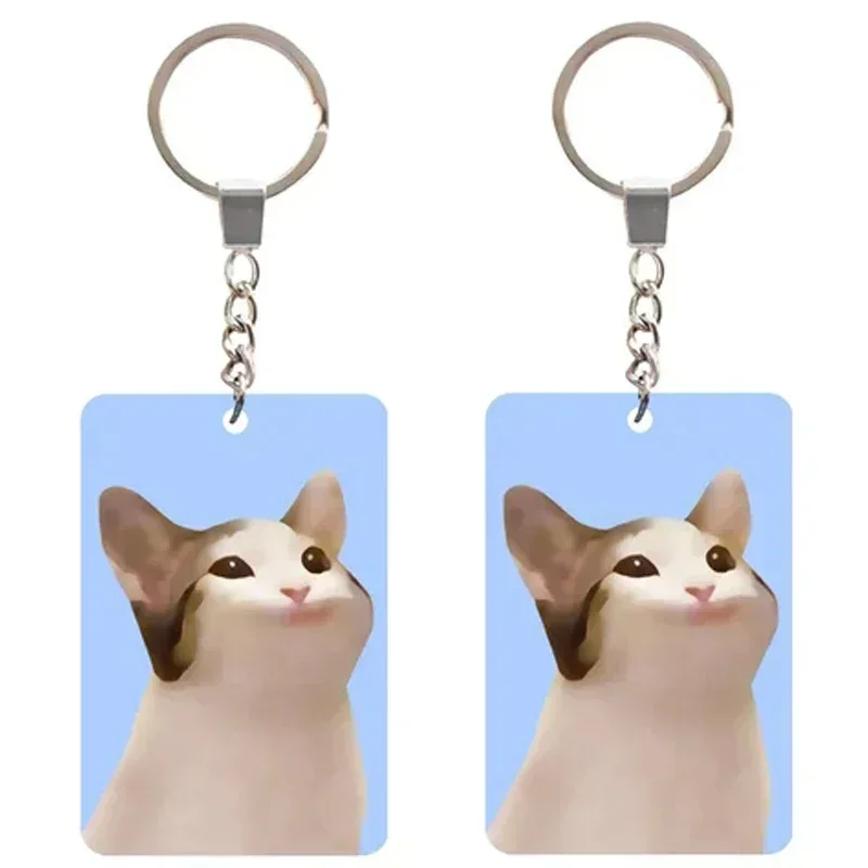 1-5pcs Funny Magic Cat Acrylic Keychains Couple Large Open Close Mouth Key Rings Charm Shake Flexible Kitten Bags Pendants Gifts