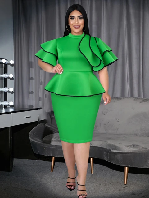 High neck peplum dress sale