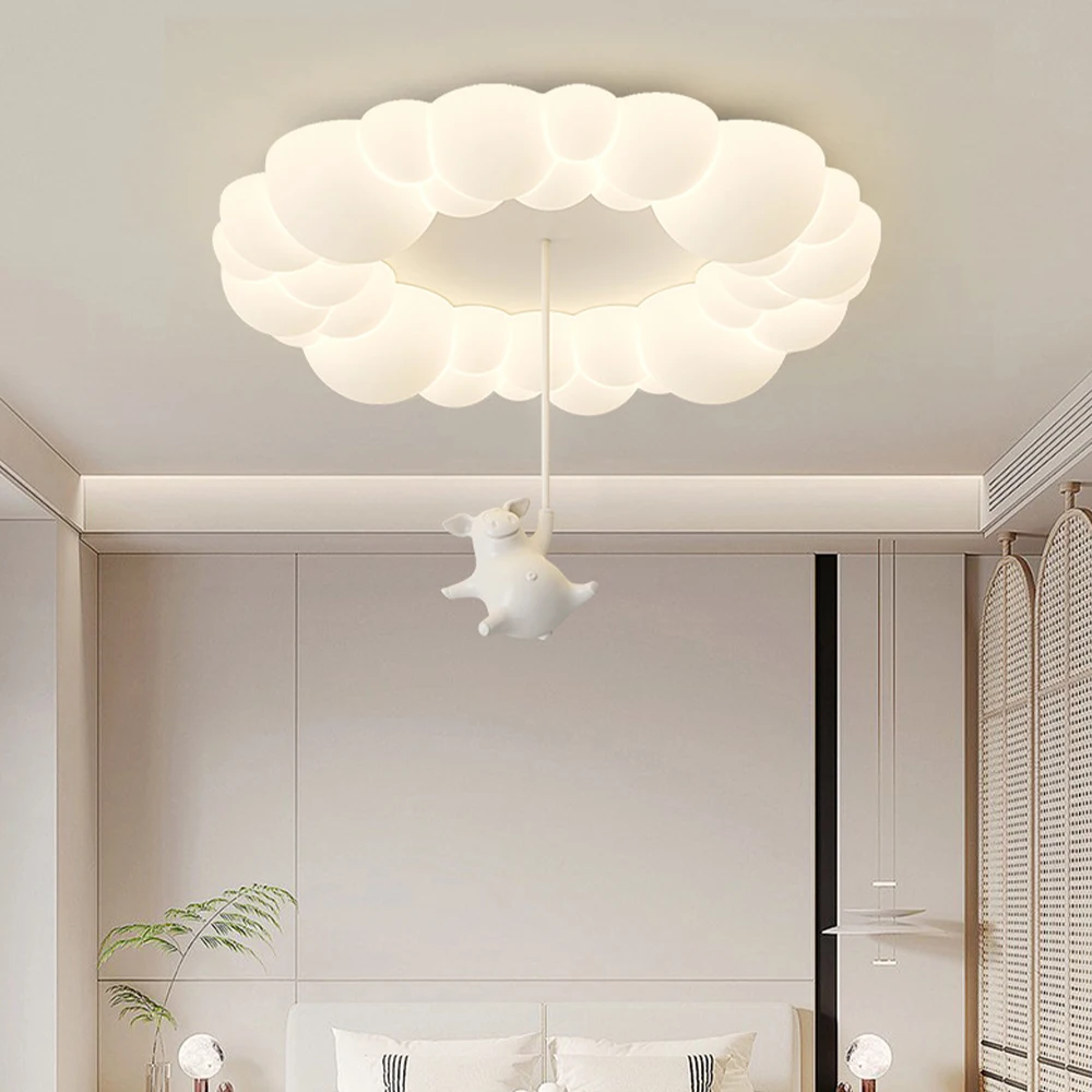 

Bedroom Ceiling Light LED Creative Piglet Tricolor Endless Remote Control Voice Dimming Children's Room Decorative Lighting