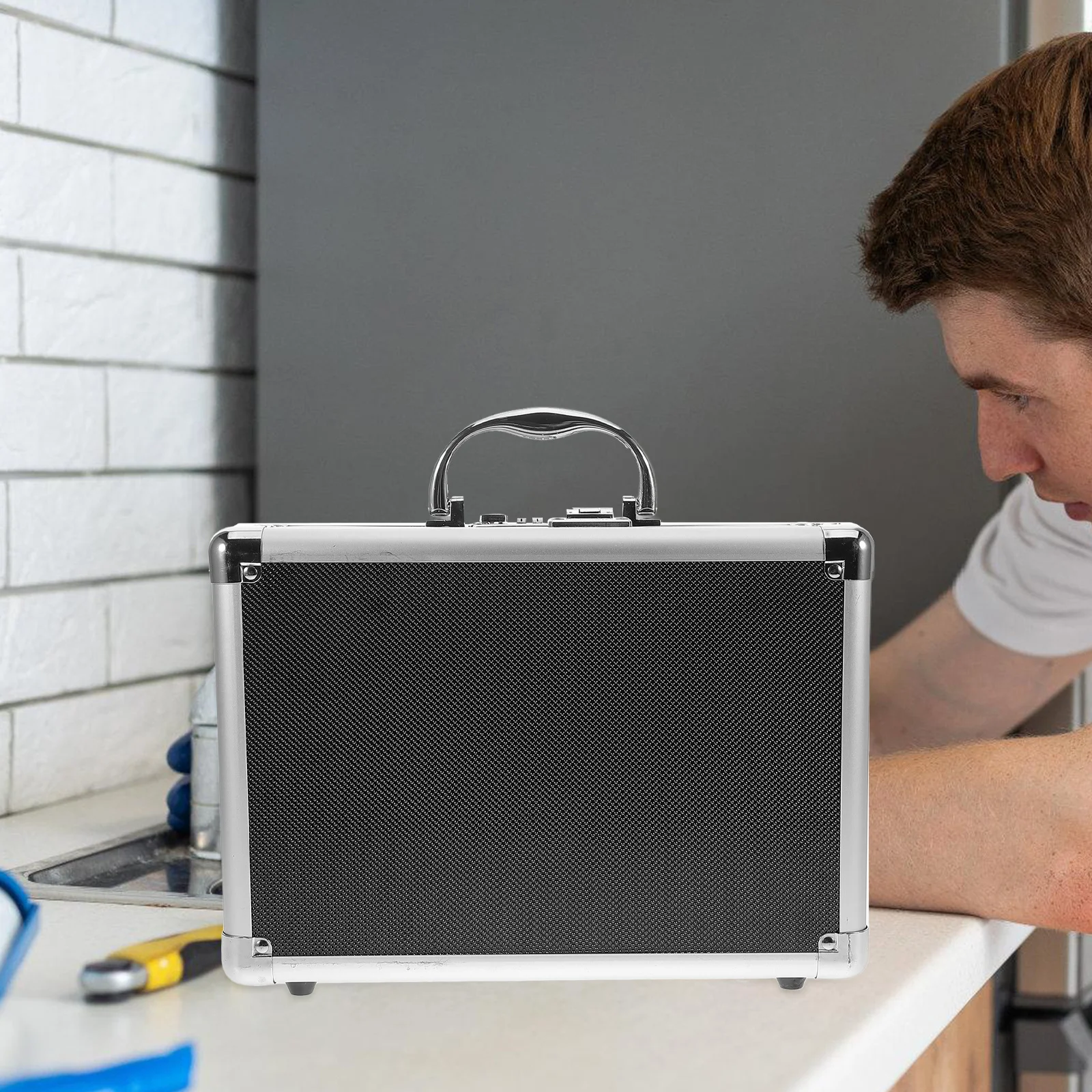 Heavy Duty Aluminum Alloy Toolbox Organizer Spacious Portable Tool Case for Home Workshop Reliable Metal Tool Box with Handle