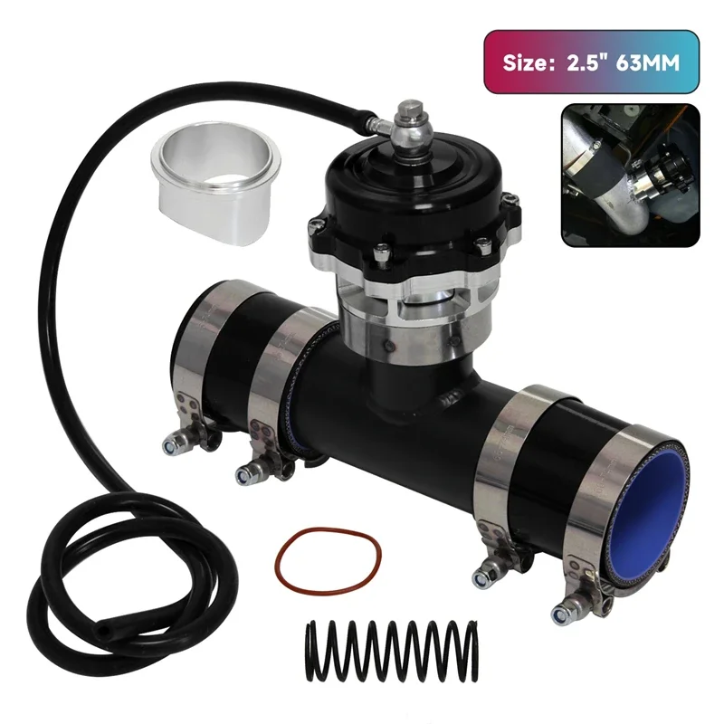 

Turbo Blow Off Valve 50mm 35psi & BOV Adapter & Clamp & 2.5" OD Flange Pipe Black