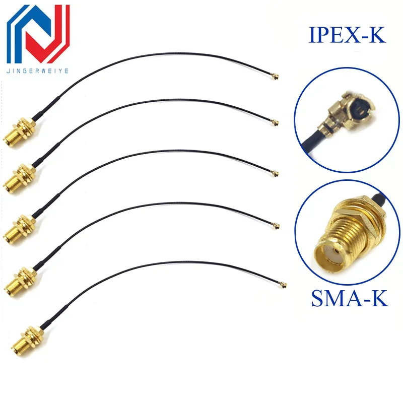 5Pcs SMA Connector Cable Female to uFL/u.FL/IPX/IPEX UFL to SMA Female RG1.13 Antenna RF1.13 Cable Assembly RP-SMA-K