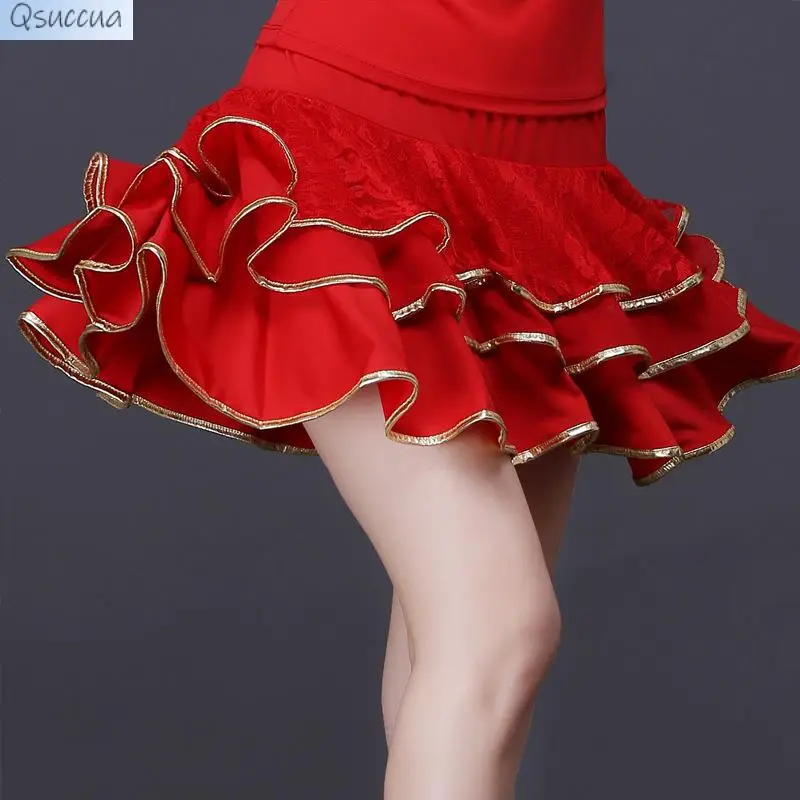 New Latin Dance Square Dance Costume Three-Layer Phnom Penh Big Swing Short Skirt