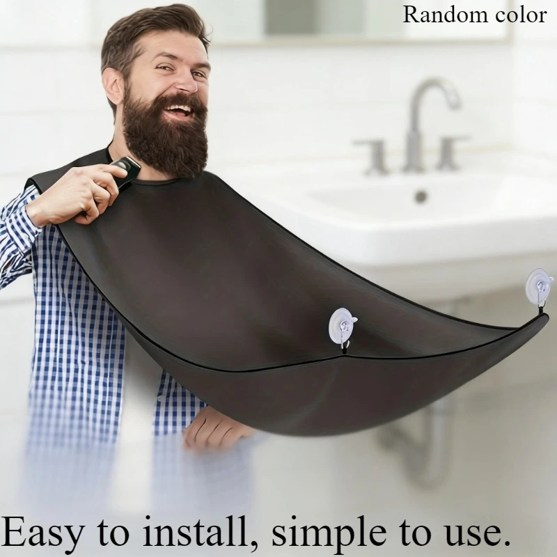 Babero para barba con 2 ganchos, delantal antiadherente para recoger barba para hombre, babero de barbero ajustable y transpirable, accesorio para el cuidado de la barba que evita la caída de pelos