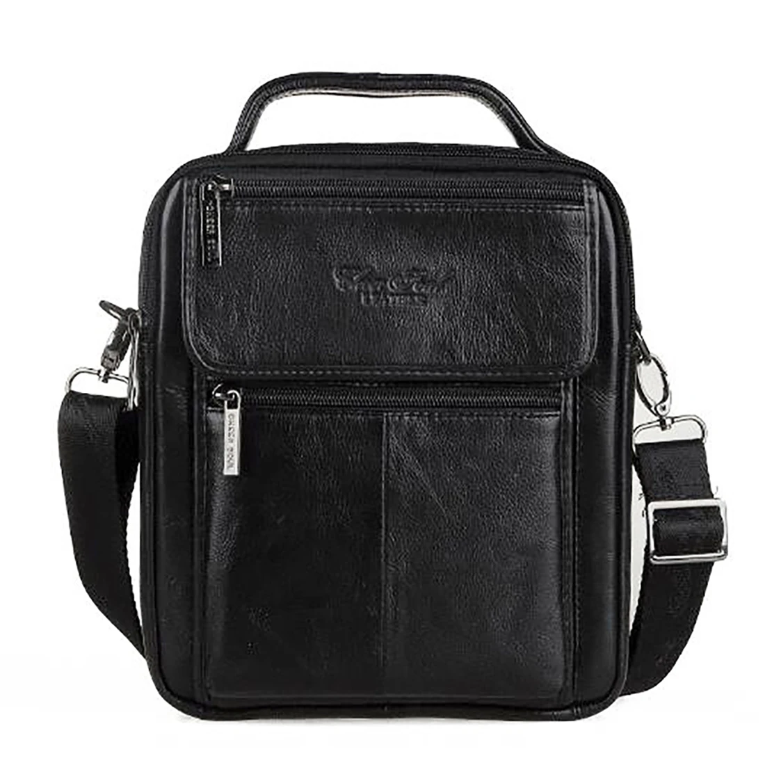 Imagem -02 - Bolsa de Couro Genuíno com Alça Superior para Homens Bolsas de Corpo Transversal Masculino Aba Pequena Mensageiro Bolsas Casuais Bolsala