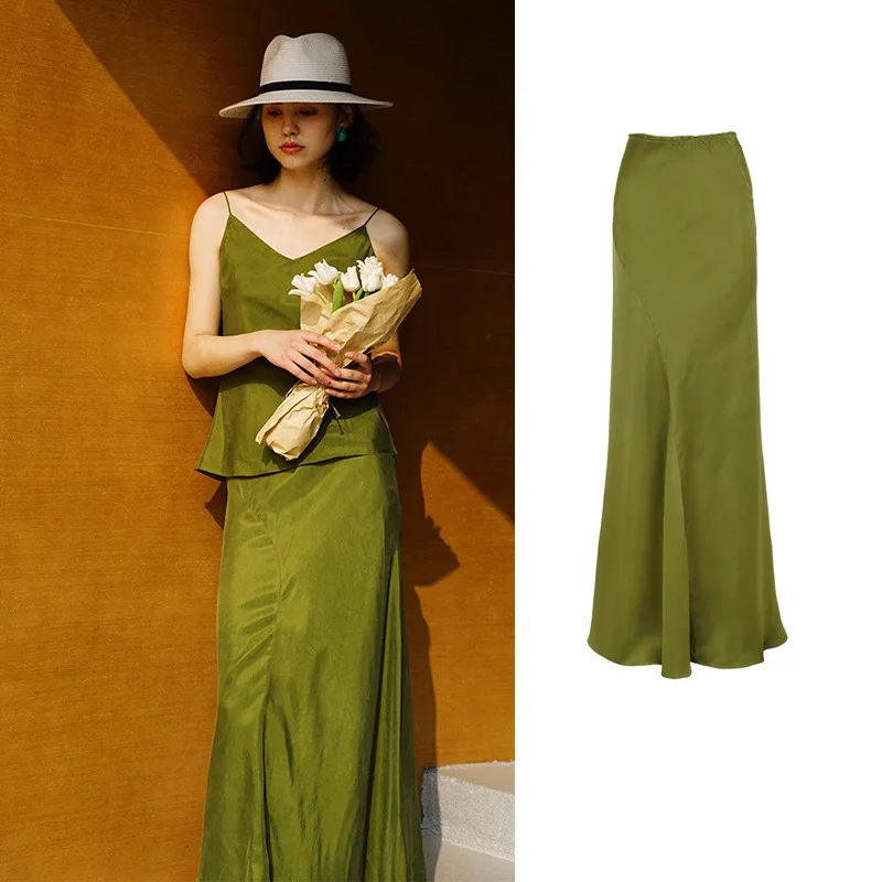 Withered Spanish Velvet Tactile Heavy-duty Sand Washed Copper Ammonia Silk Half Skirt Fishtail Skirt Long Skirt