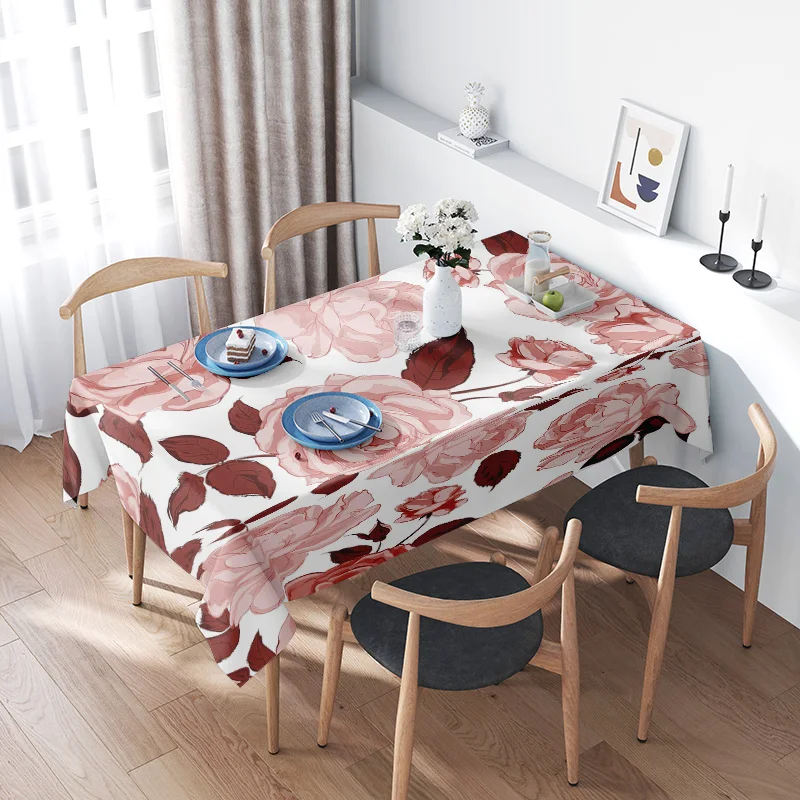 

Modern Floral TableclothElegant Red Pink Leaves Dinner Table Cover for Kitchen Decoration 180x259cm AliExpress