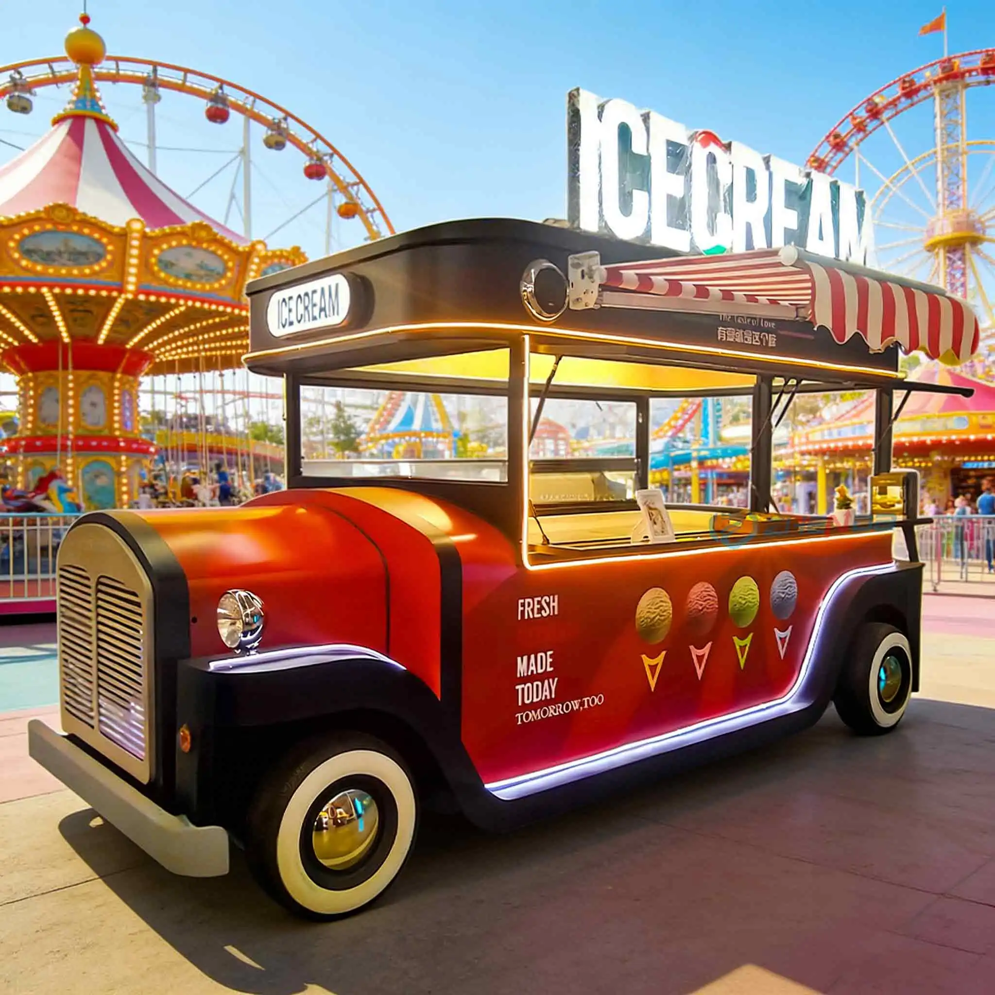

Customized CE Certified Fully Equipped Fast Food Cars Hot Dog Carts And Coffee And Ice Cream Carts For Sale