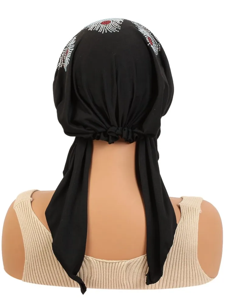Moda turbante Hijab con lentejuelas doradas Hijab musulmán bufanda pañuelo islámico sombrero Amira tirar en la cabeza