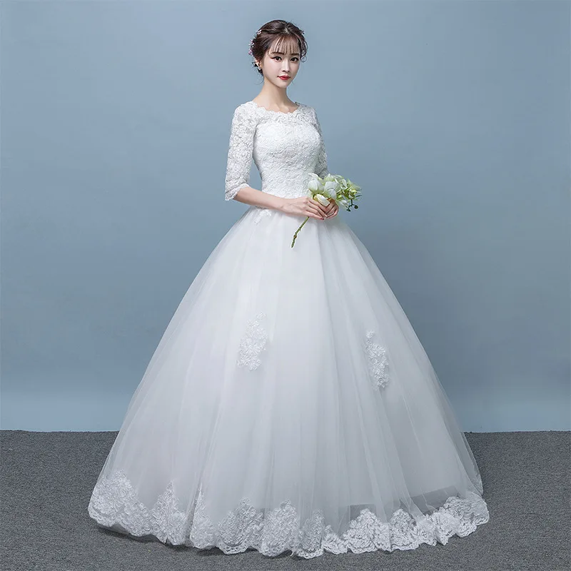 2024 White wedding dress new bride's wedding main veil, shoulder to shoulder, simple and slimming, feminine forest style super