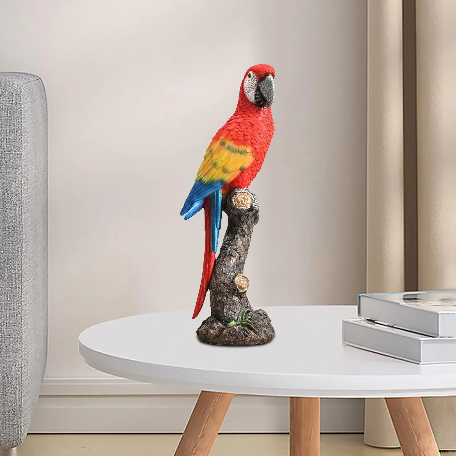 Parrot Figurine Bird Ornament Cute Garden Statue for Office Bedroom Porch