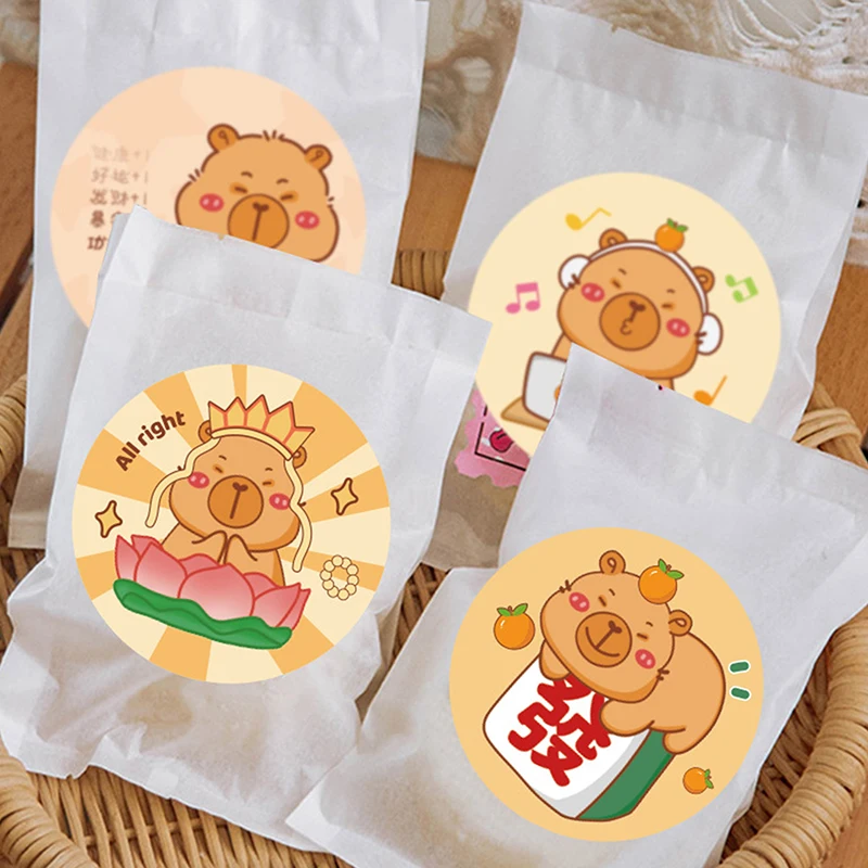 500pcs/Roll Cute Capybara Sticker Labels Sealing Sticker Stationery Supplies DIY Graffiti Aesthetic Decoration Stickers