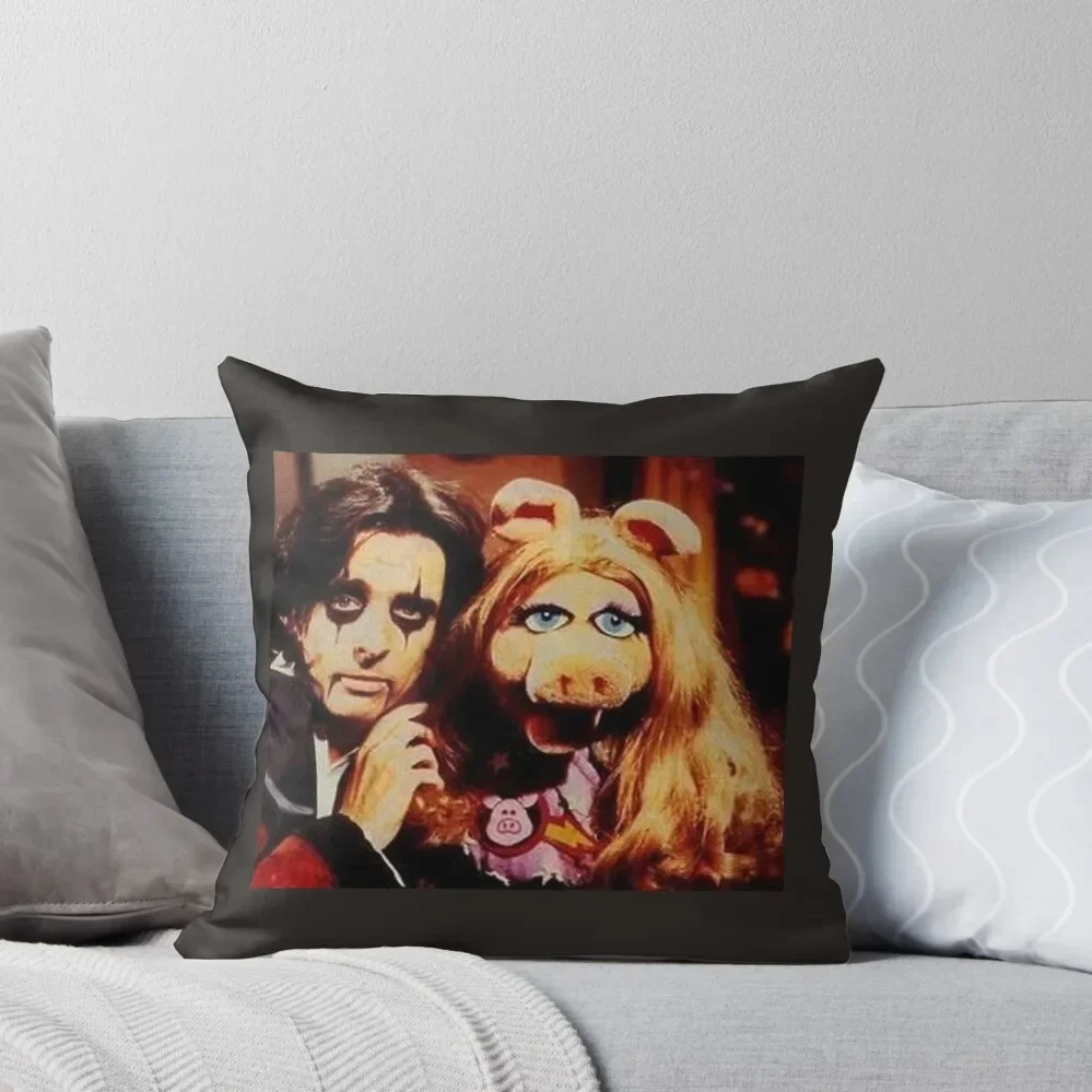 Alice Cooper & Miss PPiggy Throw Pillow Pillowcases For Pillows Cushion Covers For Living Room pillow