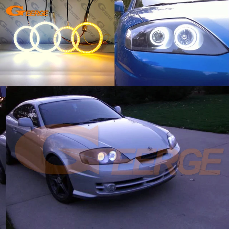 

For Hyundai Tiburon Coupe SIII GK 2003 2004 2005 2006 Ultra Bright Day Light Turn Signal LED Angel Eyes Kit Halo Rings