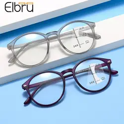 Elbru Multifocal Progressive Anti Blue Light Reading Glasses Women Men Near and Far Double-use Presbyopic Eyeglasses +1+1.5...+4