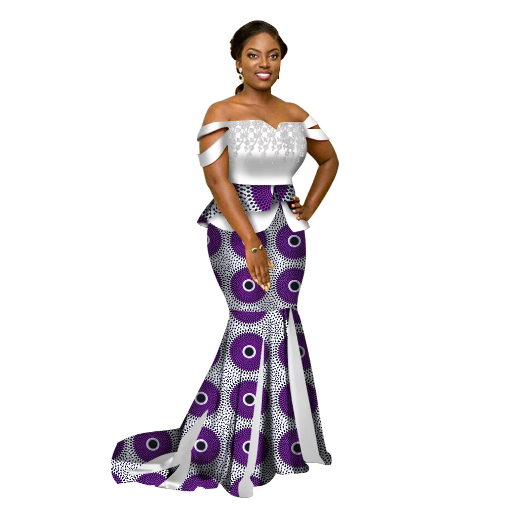 Verão estilo áfrica conjunto de saia de duas peças dashiki elegante áfrica roupas sexy colheita superior e saia conjuntos femininos para casamento