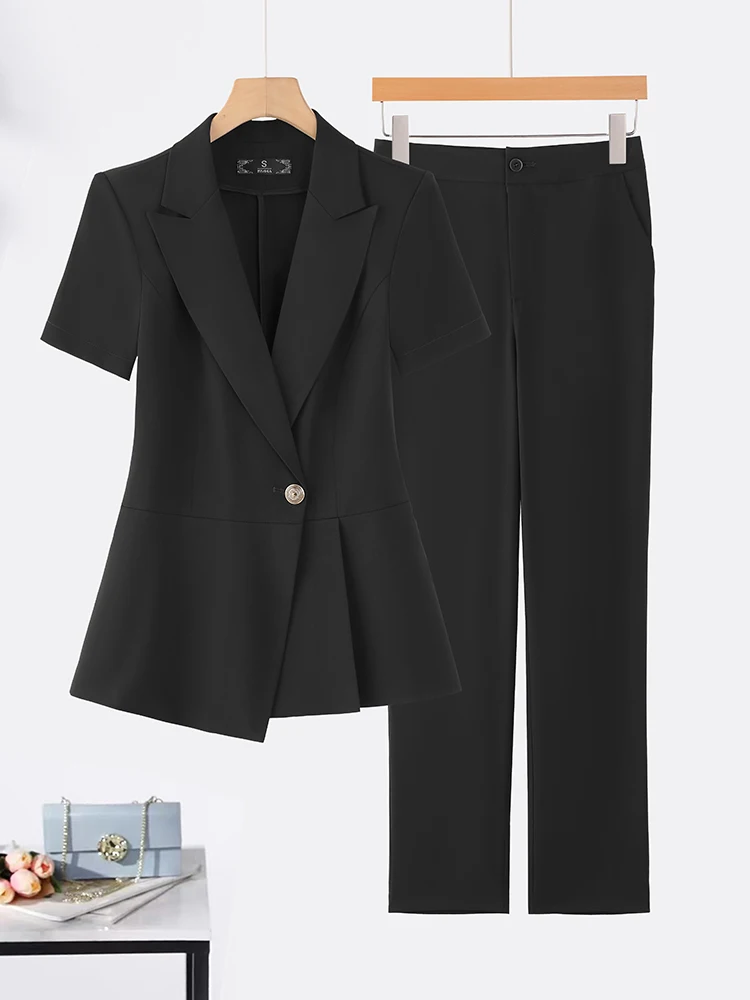 High-End Short-Sleeve Women's  Jacket Summer Thin Professional Jewelry Store Work Uniform Spring Commute Style Slim Fit