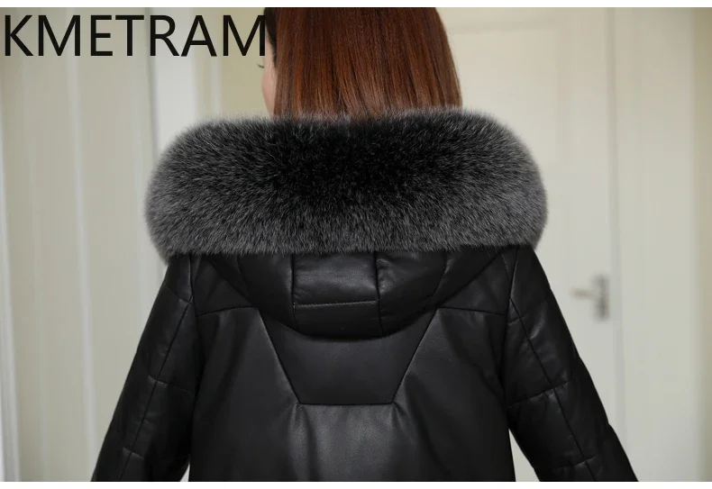 Real Sheepskin Genuine Leather Down Coats Women Clothing Fox Fur Collar Puffer Jacket with Hood Winter Outerwears 2024 пуховик