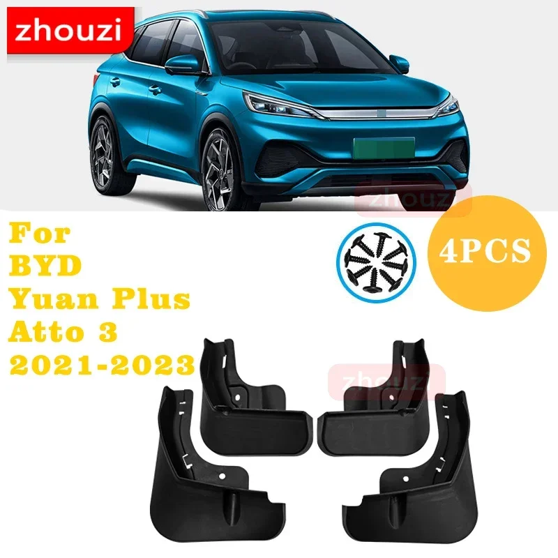 For BYD Atto 3 Yuan Plus EV 2021~2023 Accessories 2022 Mud Flaps Anti-splash Guards Fender Front Rear Wheel Car Stying Mudguard
