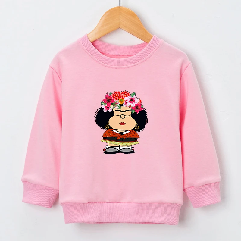 

PAZ Mafalda Or QUIERO Cafe Graphic Print Child 2022 New Pullover Harajuku Kids Sweatshirt Clothing Fashion girls StreetWear Tops