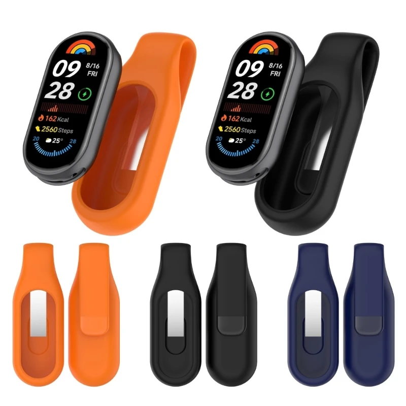 Silicone Case For Xiaomi Mi Band 10 9 8 Steel Clip Buckle Holder Sports Watchband Cover Shell for Mi Band 9 8 Mi Band10 Bumper