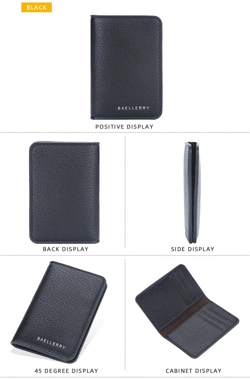 Baellerry Slim Compact Luxury Brand Wallet Men Soft Leather Credit Card Holders Wallet for Men Small ID Card Case Cardholder