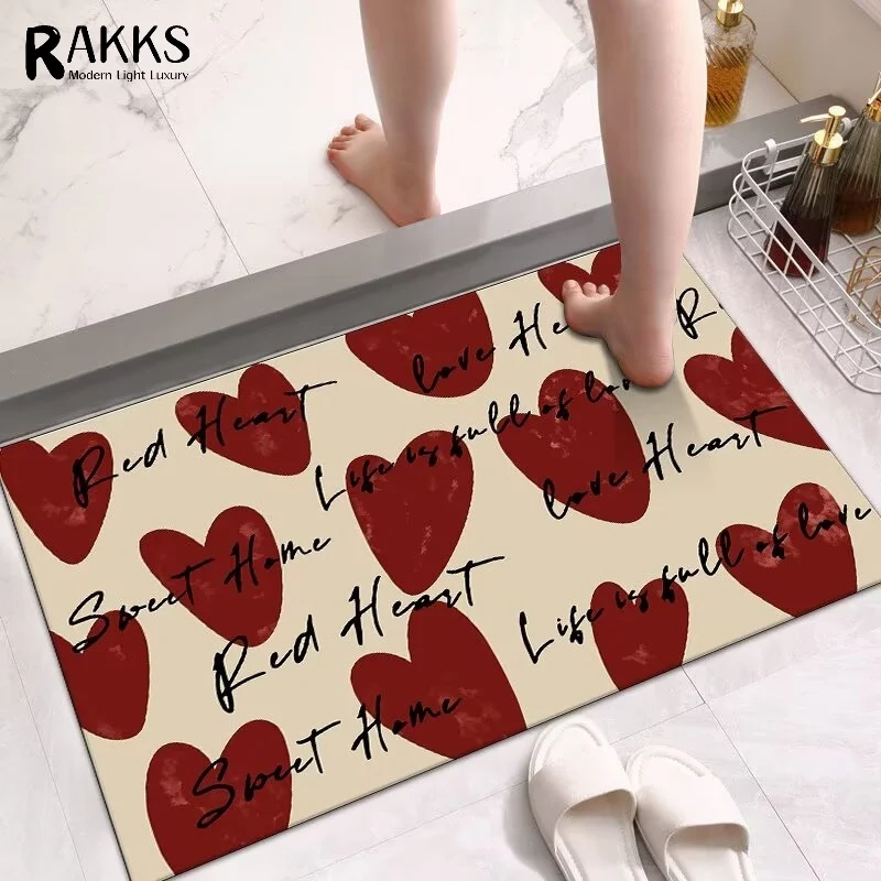

RAKKS Extra Absorbent Diatomite Bath Mat Instant Dry Bathroom Floor Mat Non-Slip Shower Rug Water Absorption Home Carpet Rug