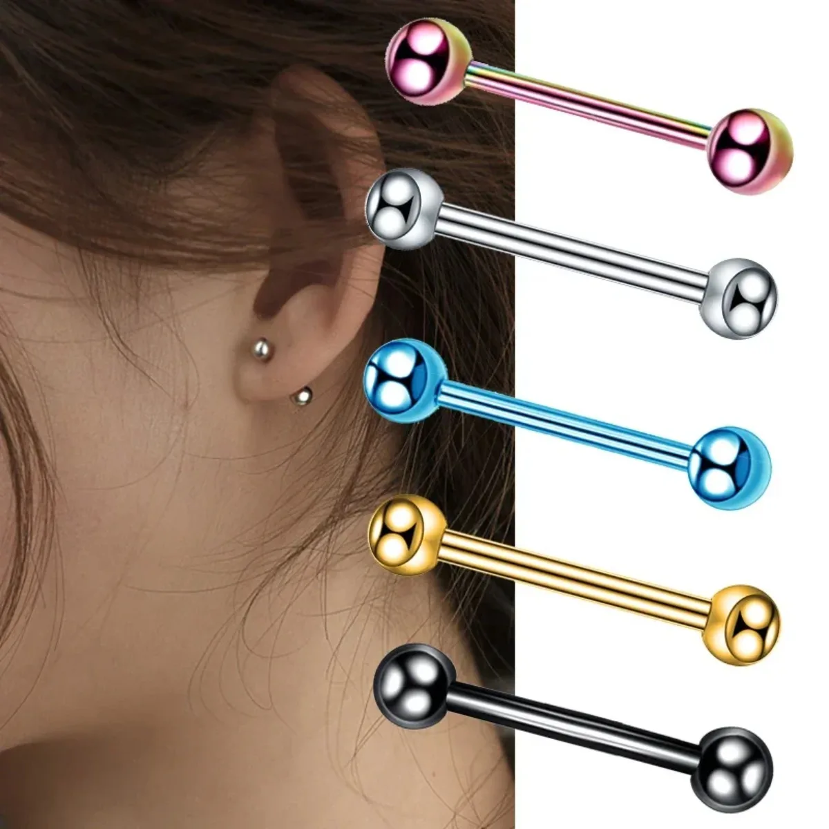 Stainless Steel Round Ball Barbell Ear Stud Earrings Tragus Conch Helix Orelha Ear Tragus Cartilage Piercing Jewelry