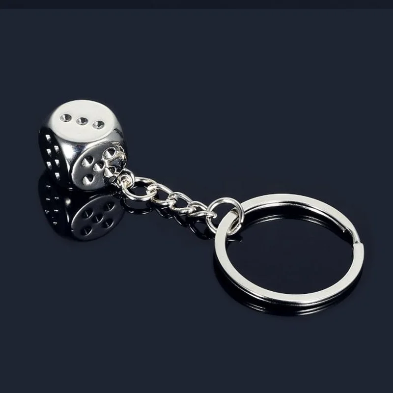 Creative Metal Dice Shape Model Alloy Key Holder Personality Keychain Car Key Ring For Women Men Bag Decor Key Chain