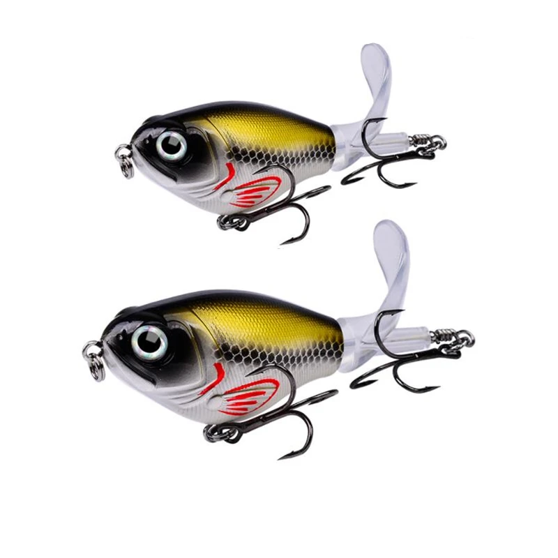 1Pcs 80mm/17g Topwater Fishing Lures Whopper Popper Isca Artificial Bait Hard Plopper Soft Rotating Tail Pike Fishing Tackle